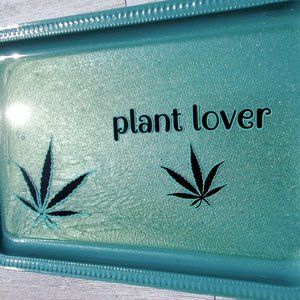 Plant Lover Cannabis Rolling, Beauty, Decorative Teal Tray